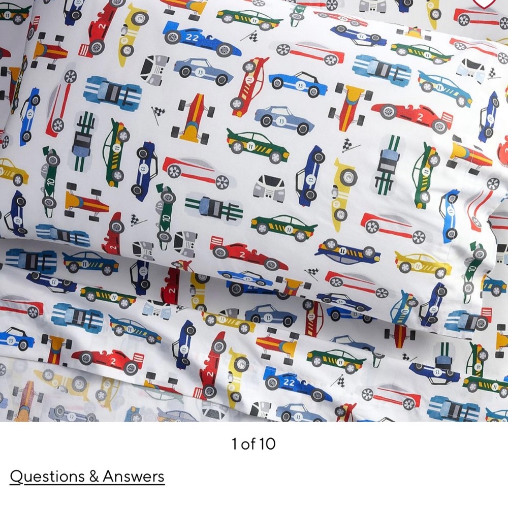 Pottery Barn Kids- Remy race car glow in dark sheet set
